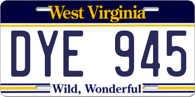 WV license plate DYE945