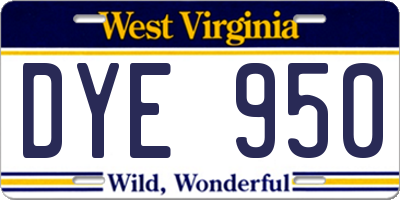 WV license plate DYE950