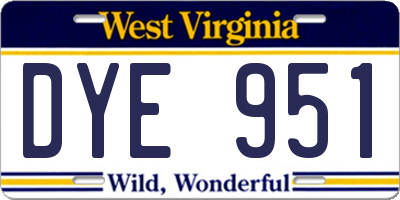 WV license plate DYE951