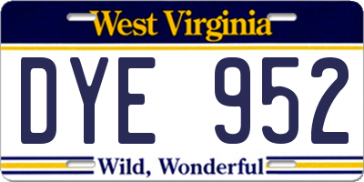 WV license plate DYE952