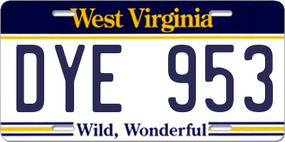 WV license plate DYE953