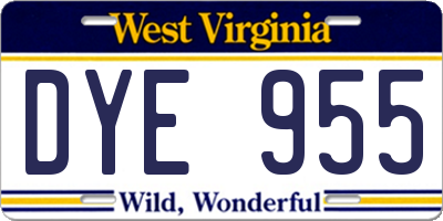 WV license plate DYE955