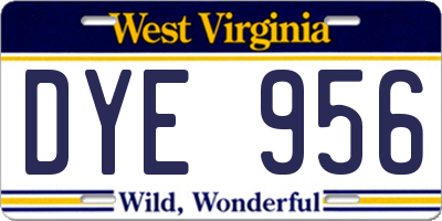 WV license plate DYE956