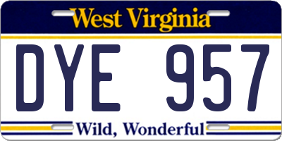 WV license plate DYE957