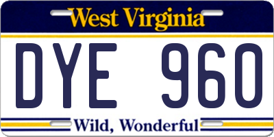 WV license plate DYE960