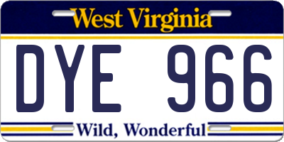 WV license plate DYE966
