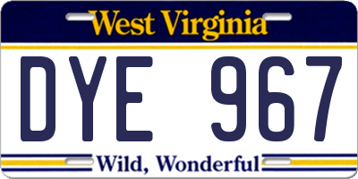 WV license plate DYE967