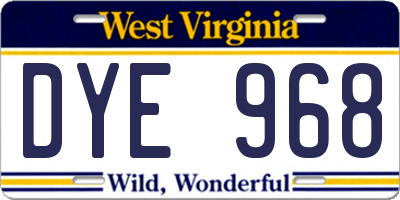 WV license plate DYE968