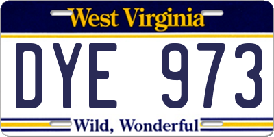 WV license plate DYE973