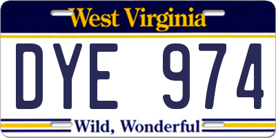 WV license plate DYE974