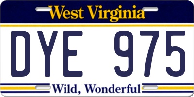 WV license plate DYE975