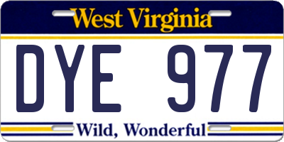 WV license plate DYE977