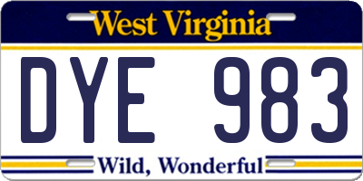 WV license plate DYE983
