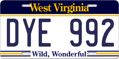 WV license plate DYE992