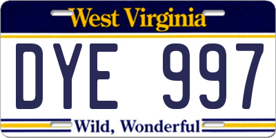 WV license plate DYE997