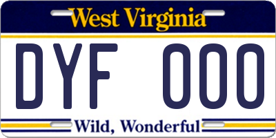 WV license plate DYF000