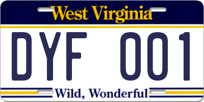 WV license plate DYF001