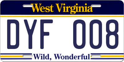WV license plate DYF008