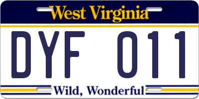 WV license plate DYF011