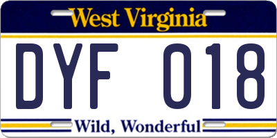 WV license plate DYF018