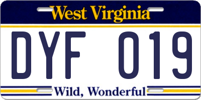 WV license plate DYF019