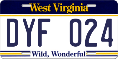 WV license plate DYF024