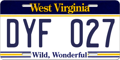 WV license plate DYF027