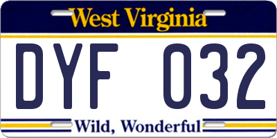 WV license plate DYF032