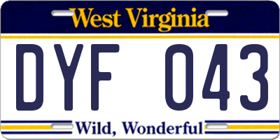 WV license plate DYF043
