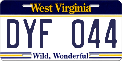 WV license plate DYF044