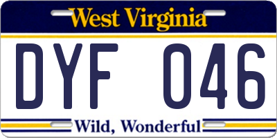 WV license plate DYF046