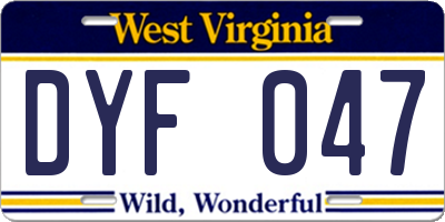 WV license plate DYF047