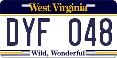 WV license plate DYF048