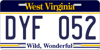 WV license plate DYF052