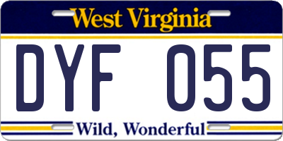 WV license plate DYF055