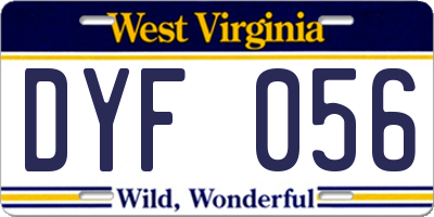 WV license plate DYF056