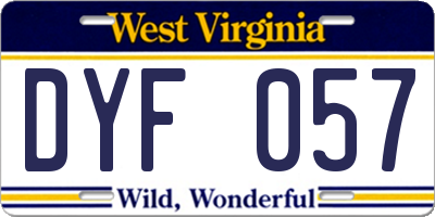 WV license plate DYF057
