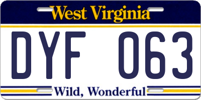 WV license plate DYF063