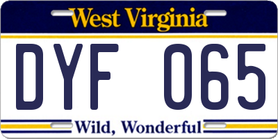 WV license plate DYF065