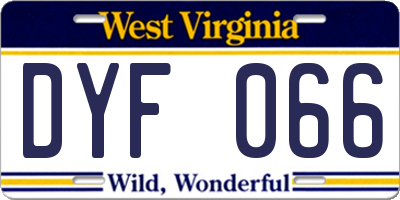 WV license plate DYF066