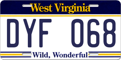 WV license plate DYF068