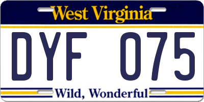 WV license plate DYF075