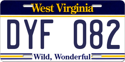 WV license plate DYF082