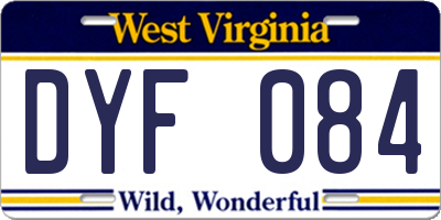 WV license plate DYF084