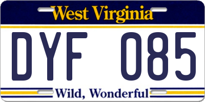 WV license plate DYF085