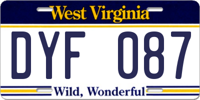 WV license plate DYF087