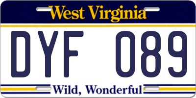 WV license plate DYF089