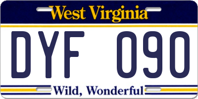 WV license plate DYF090