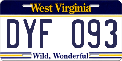 WV license plate DYF093