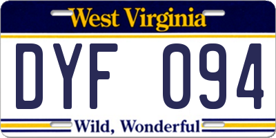 WV license plate DYF094